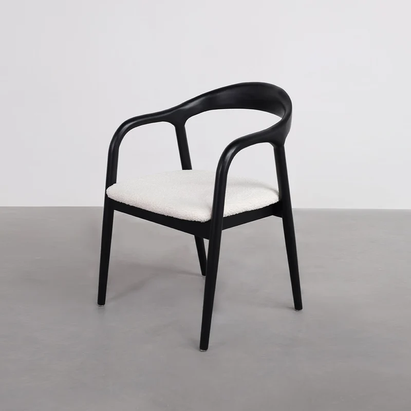Chaise de salle à manger - Muret - Assise bouclé - Noir