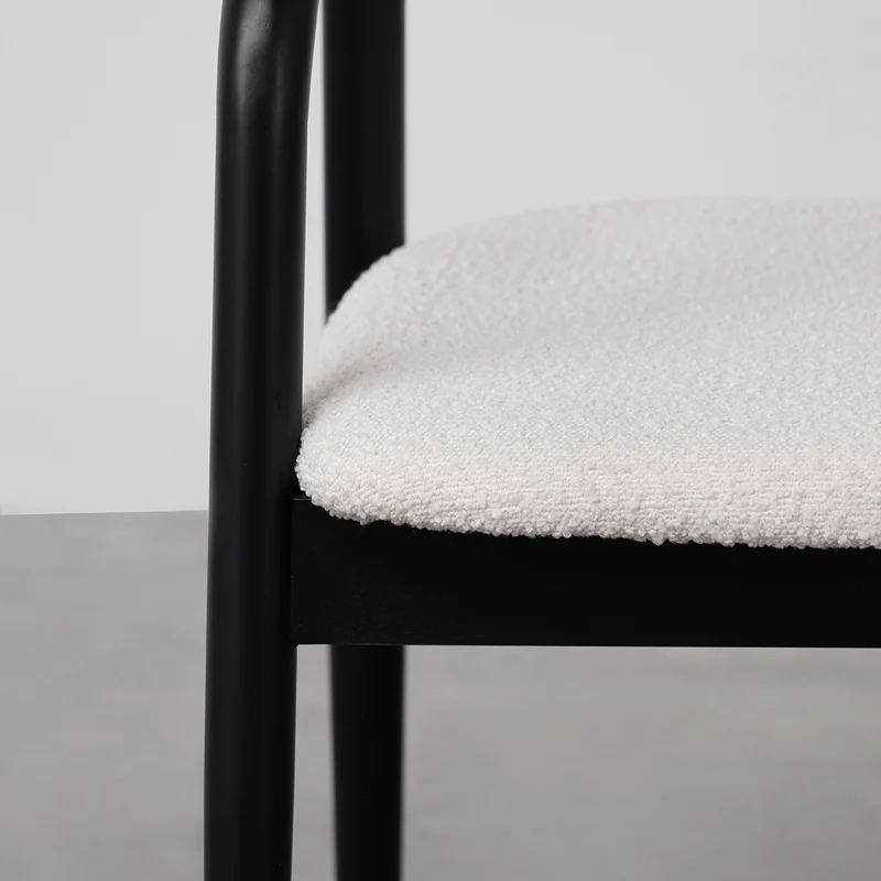 Chaise de salle à manger - Muret - Assise bouclé - Noir