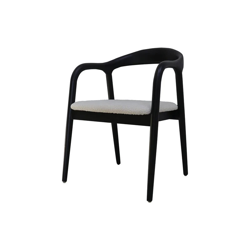 Chaise de salle à manger - Muret - Assise bouclé - Noir