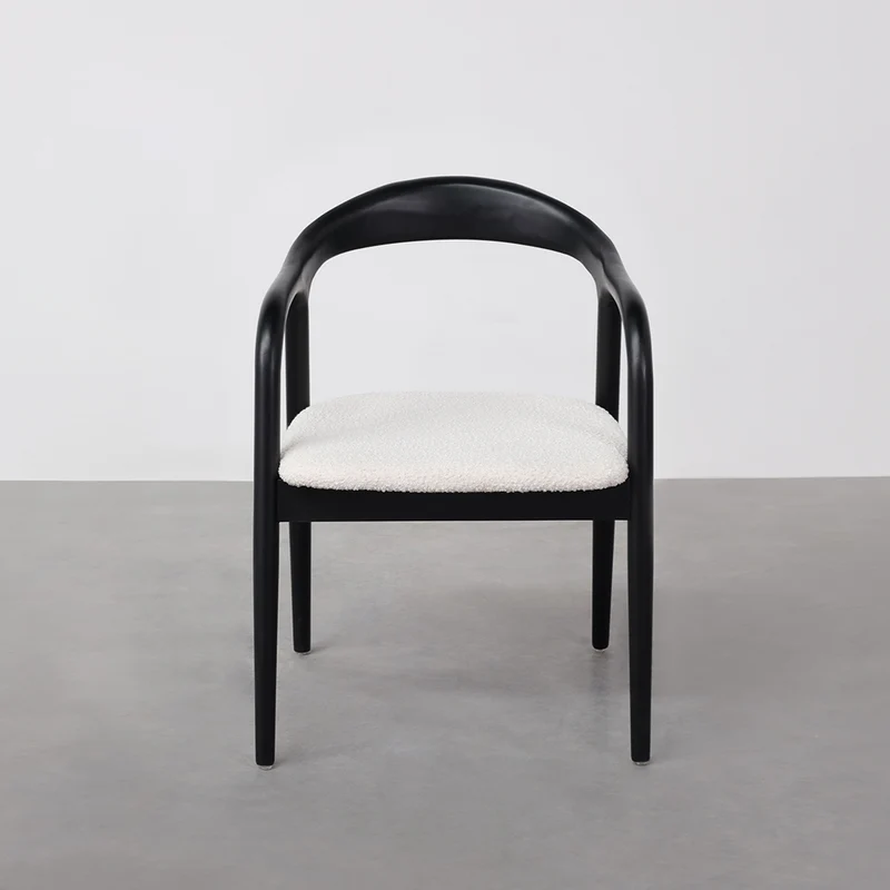 Chaise de salle à manger - Muret - Assise bouclé - Noir