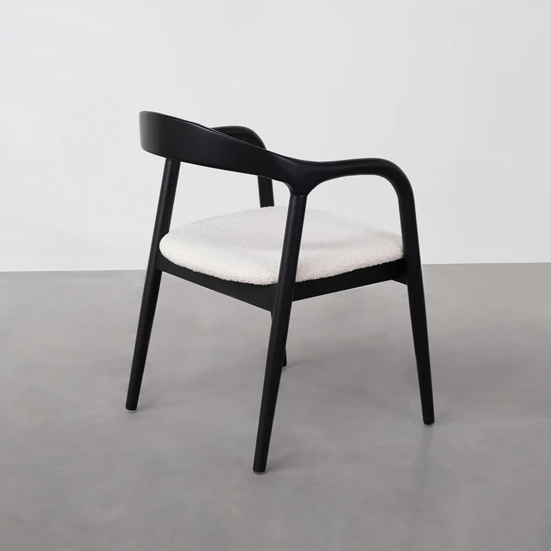 Chaise de salle à manger - Muret - Assise bouclé - Noir