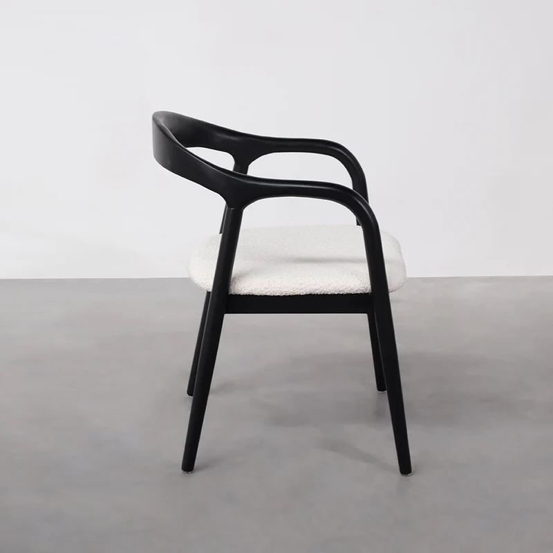 Chaise de salle à manger - Muret - Assise bouclé - Noir