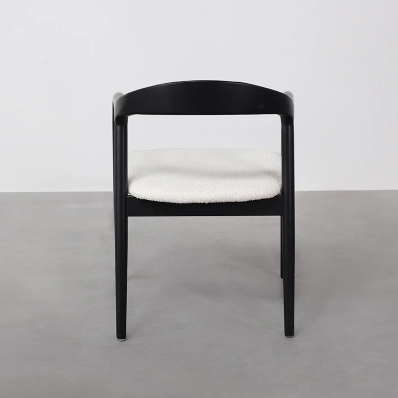 Chaise de salle à manger - Muret - Assise bouclé - Noir