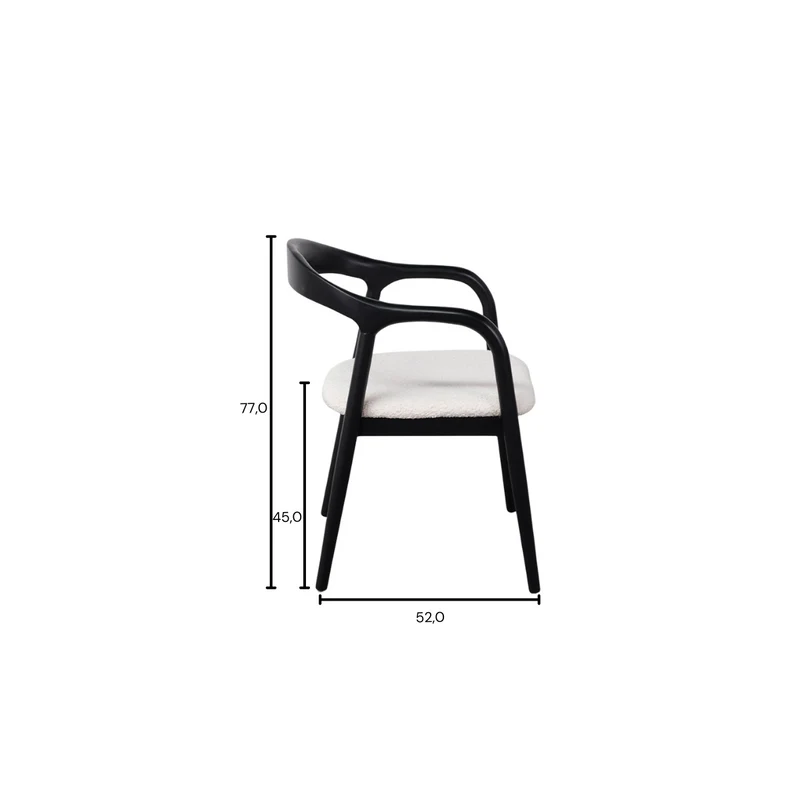 Chaise de salle à manger - Muret - Assise bouclé - Noir