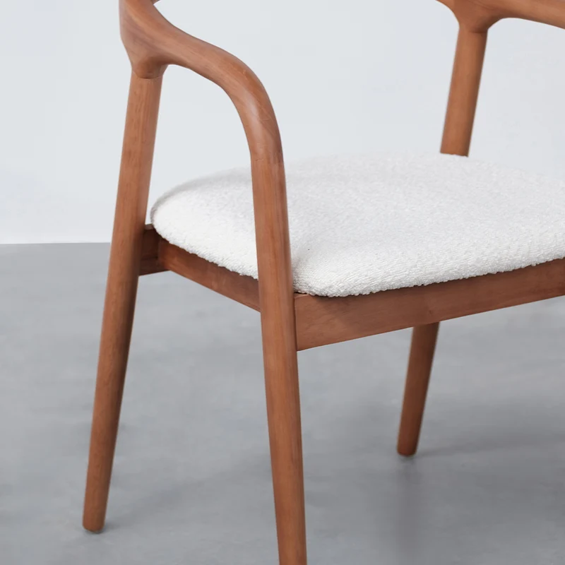 Chaise de salle à manger en noyer clair - Muret - Assise bouclé