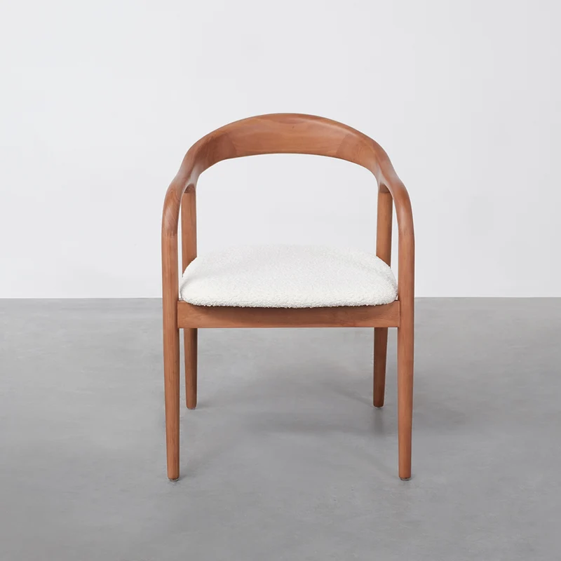 Chaise de salle à manger en noyer clair - Muret - Assise bouclé