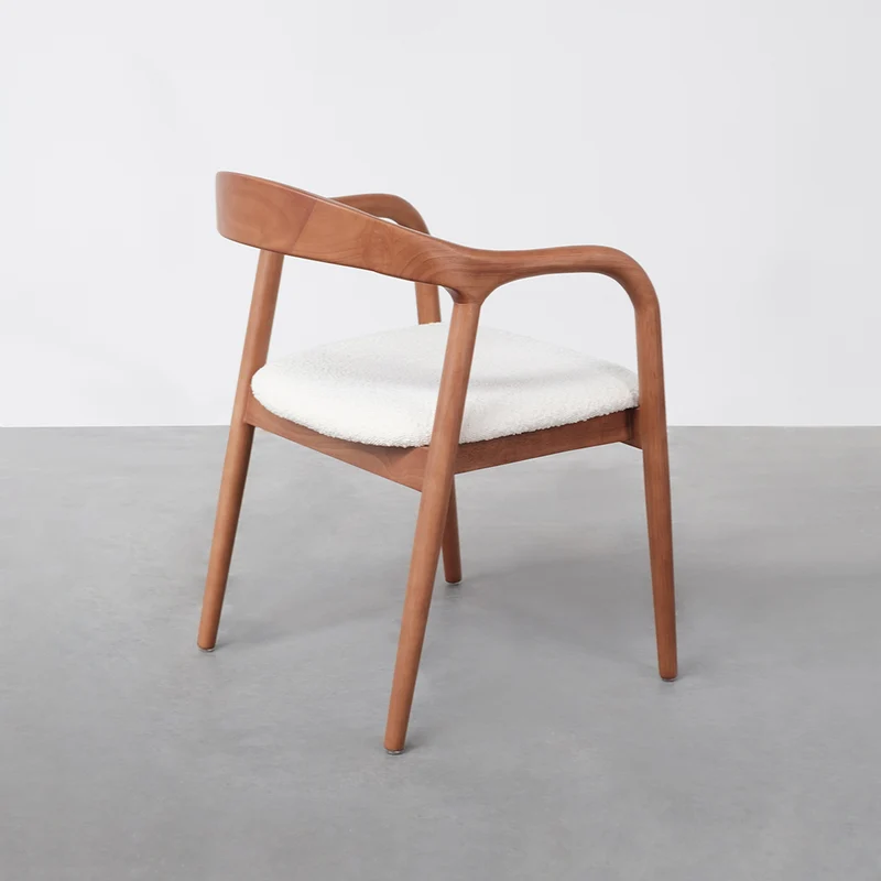 Chaise de salle à manger en noyer clair - Muret - Assise bouclé