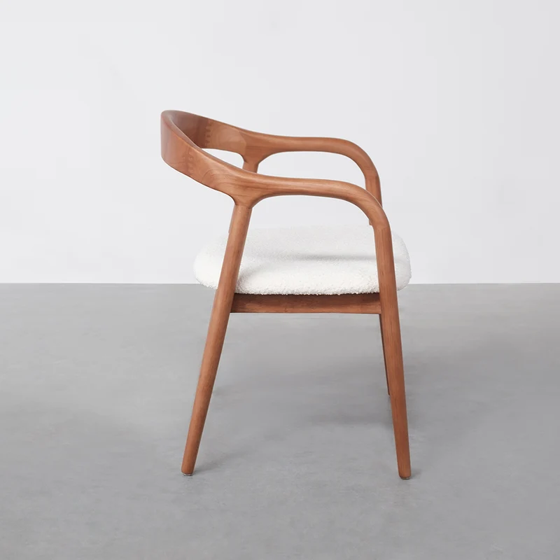 Chaise de salle à manger en noyer clair - Muret - Assise bouclé