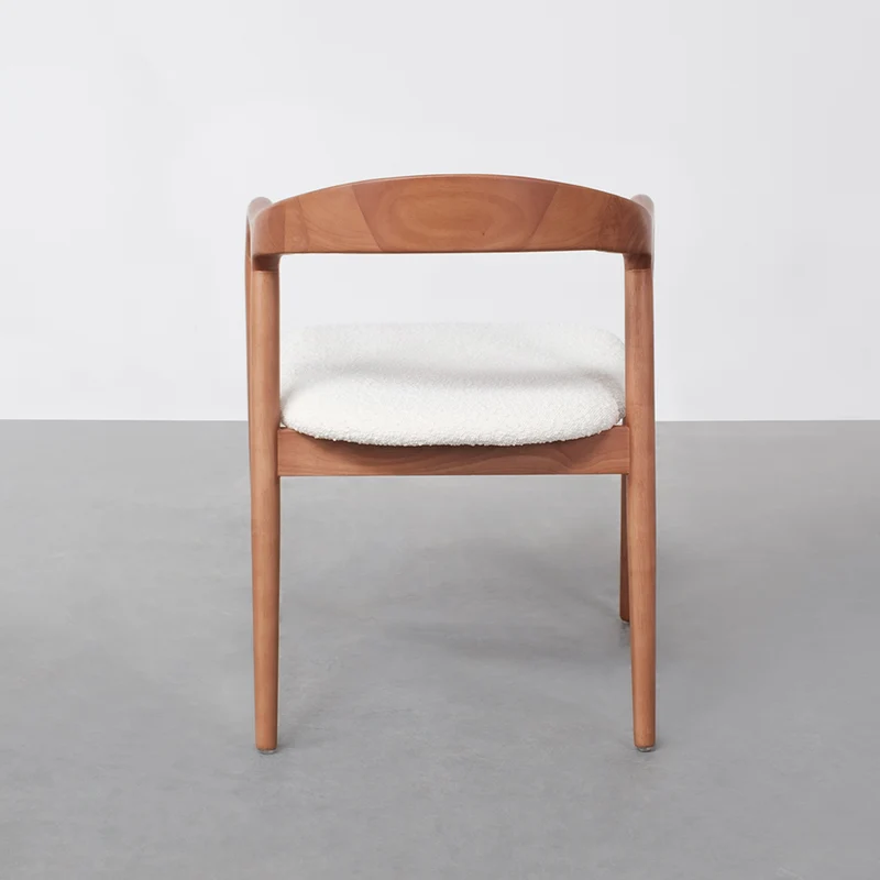 Chaise de salle à manger en noyer clair - Muret - Assise bouclé