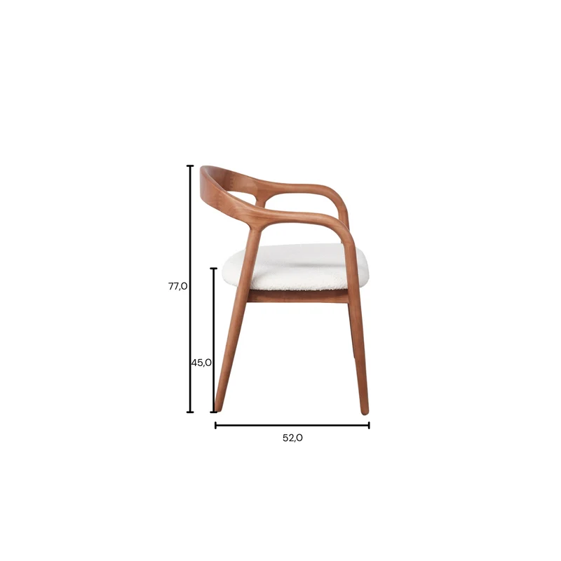 Chaise de salle à manger en noyer clair - Muret - Assise bouclé