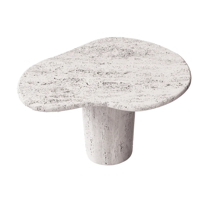 Jonah - Table d'Appoint - Travertin - Blanc - H45 cm