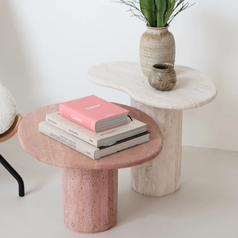 Canberra - Table d'Appoint - Travertin Rouge