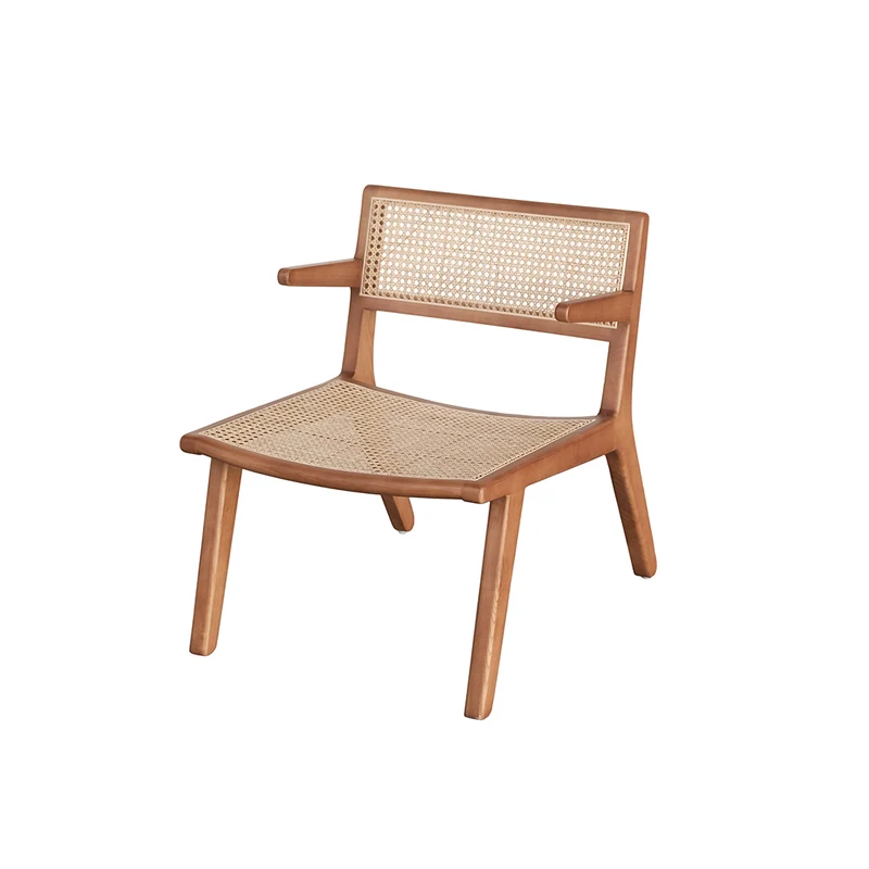 Chaise basse de salle à manger - Challans - Noyer/Rotin naturel