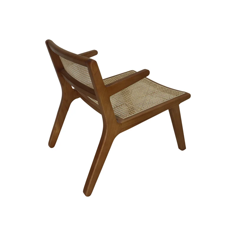 Chaise basse de salle à manger - Challans - Noyer/Rotin naturel