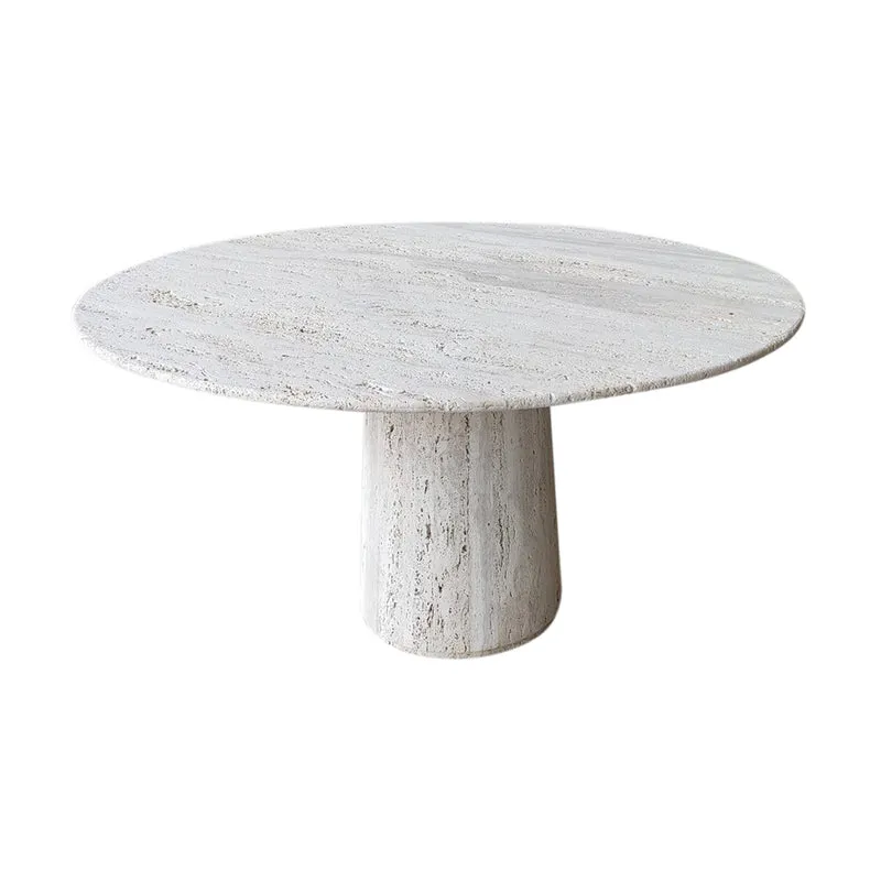 Legna - Table Ronde - Travertin - Blanc