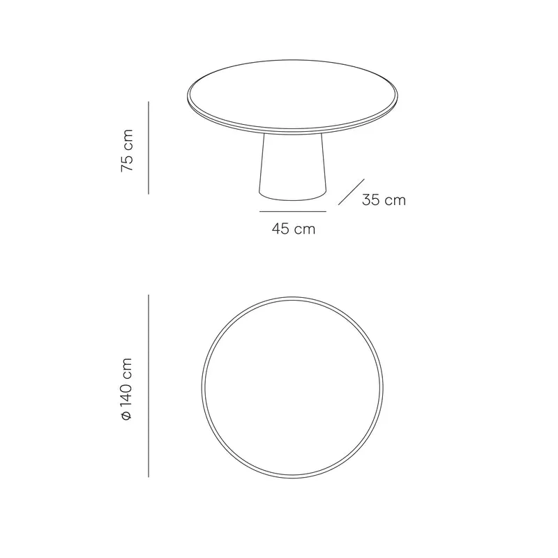 Legna - Table Ronde - Travertin - Blanc