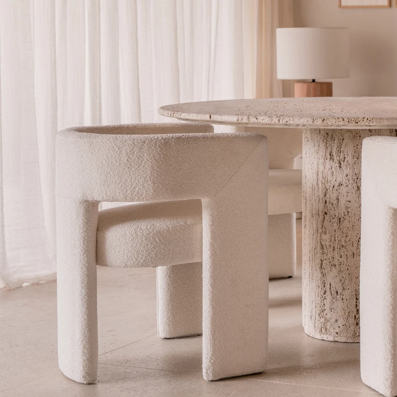 Chaise de salle à manger d'appoint teddy - Bouclé blanc