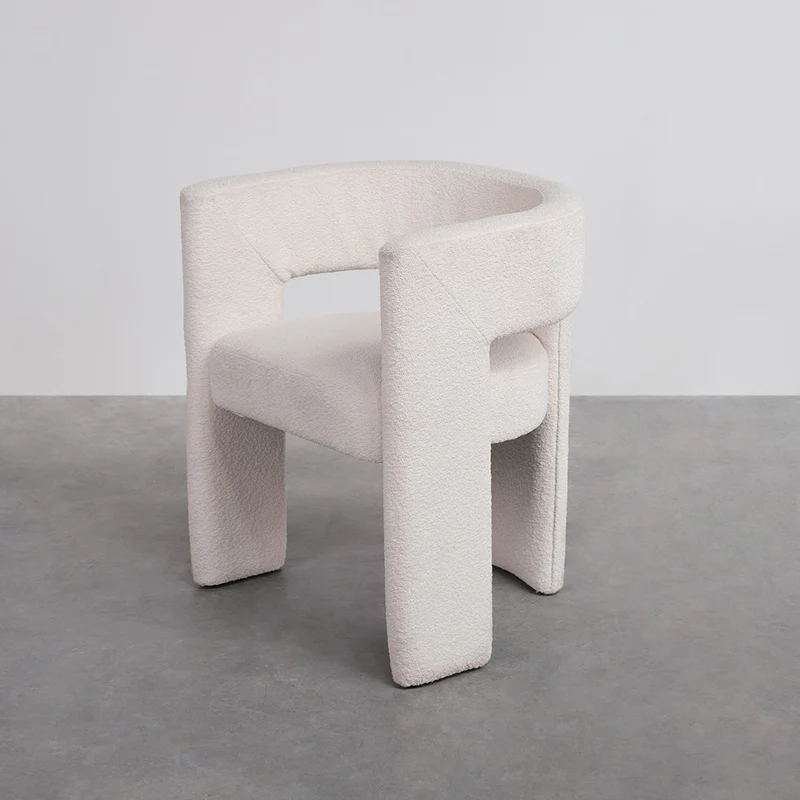 Chaise de salle à manger d'appoint teddy - Bouclé blanc