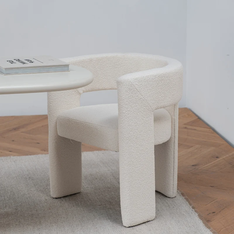 Chaise de salle à manger d'appoint teddy - Bouclé blanc
