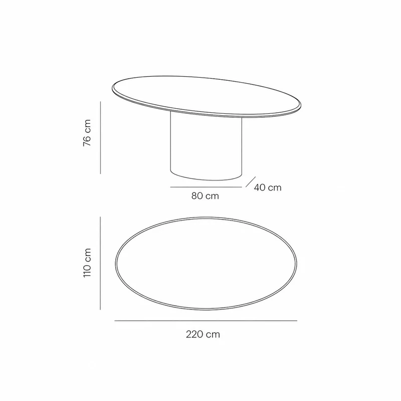 Table à manger ovale aspect béton - Dena - Latte - 220cm - StoneSkin