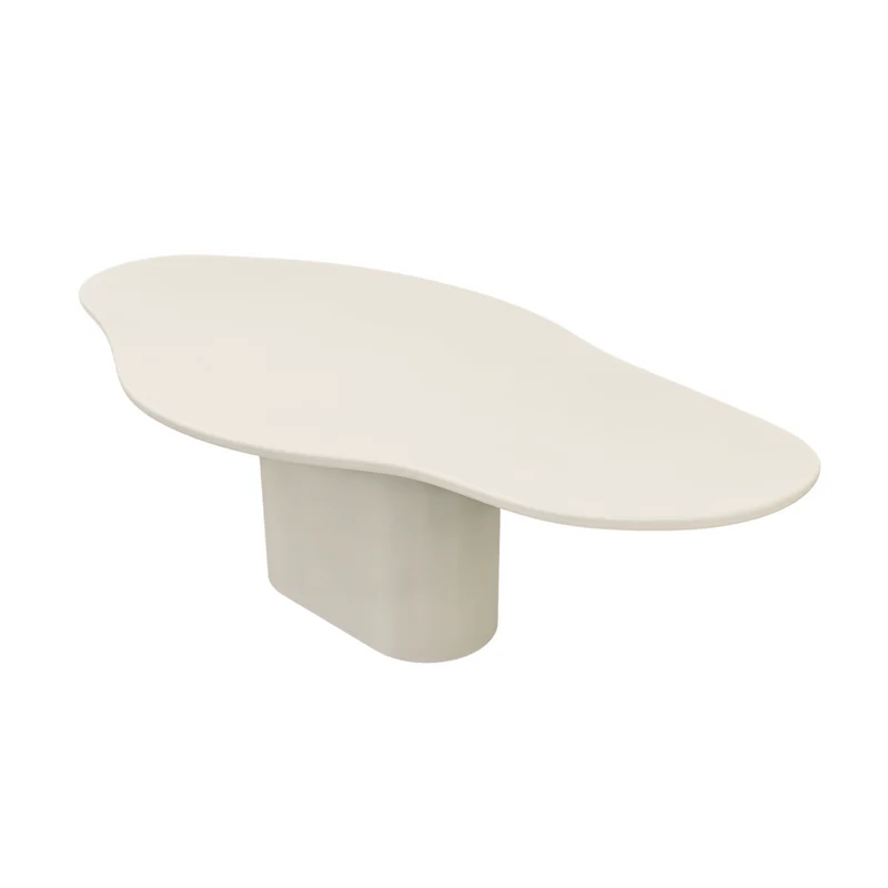 Table à manger organique - Cian - Aspect béton - Peau de pierre - Latte