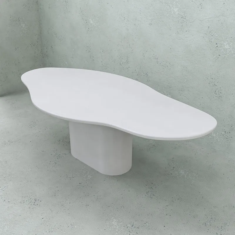 Table à manger organique - Cian - Aspect béton - Peau de pierre - Latte