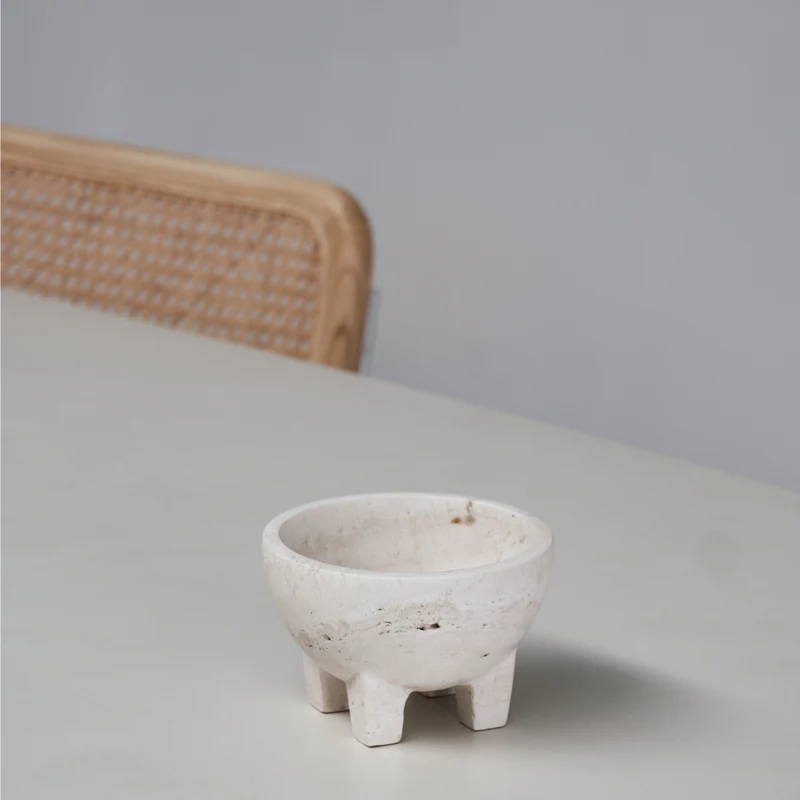 Bol en travertin - Grès blanc - D15 cm