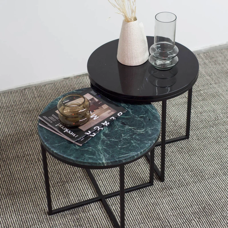 Table d'Appoint Margaux - Marbre Noir - 50x50x45cm