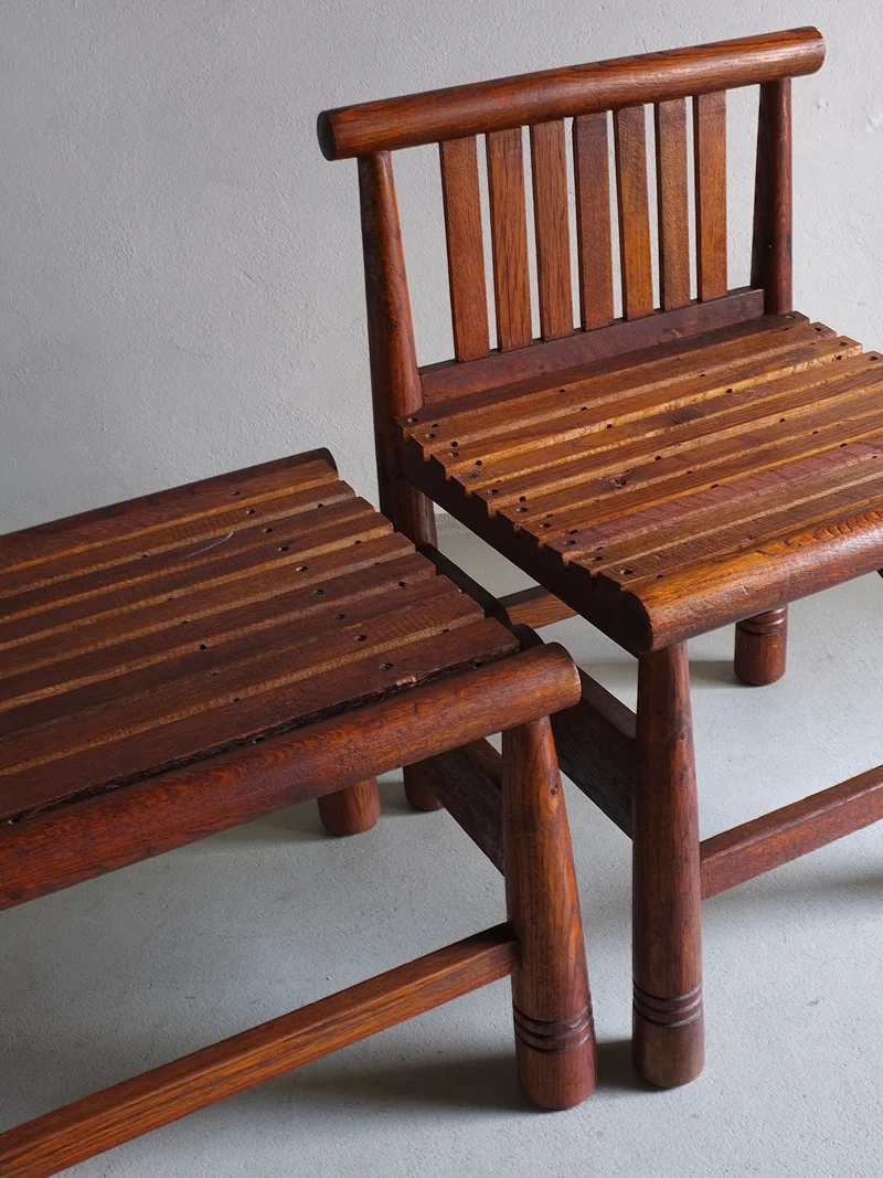 Carved Oak Low Back Chair | France | 1960s