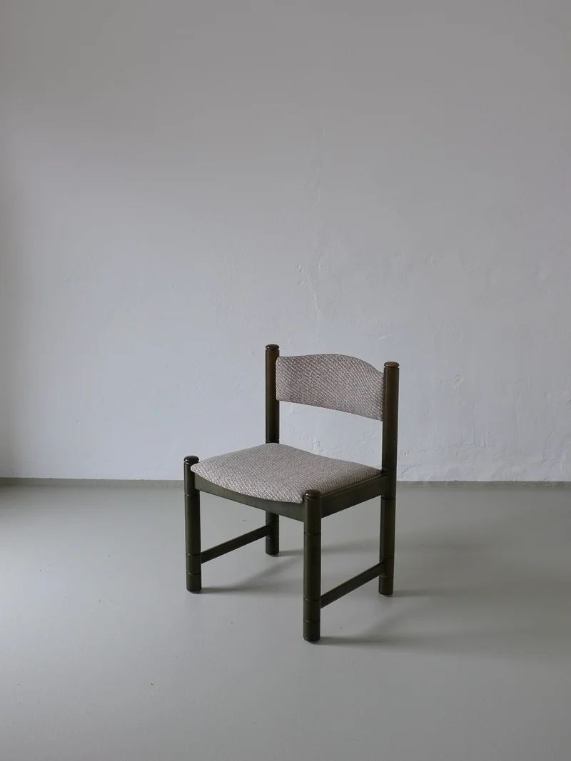 4 Green Carved Wooden Chairs, Scandinavia 1960s
