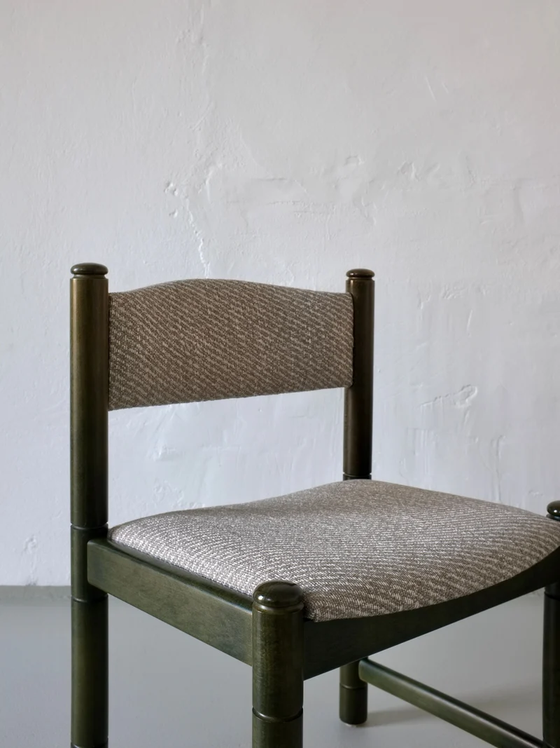 4 Green Carved Wooden Chairs, Scandinavia 1960s