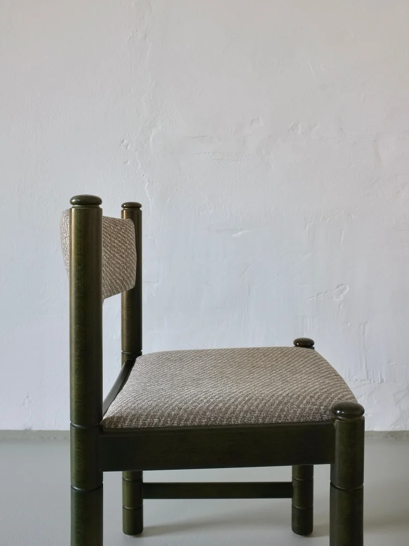4 Green Carved Wooden Chairs, Scandinavia 1960s