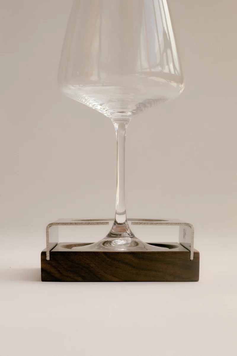 C1 COASTER (set of 2) Serveware in Walnut and Stainless Steel