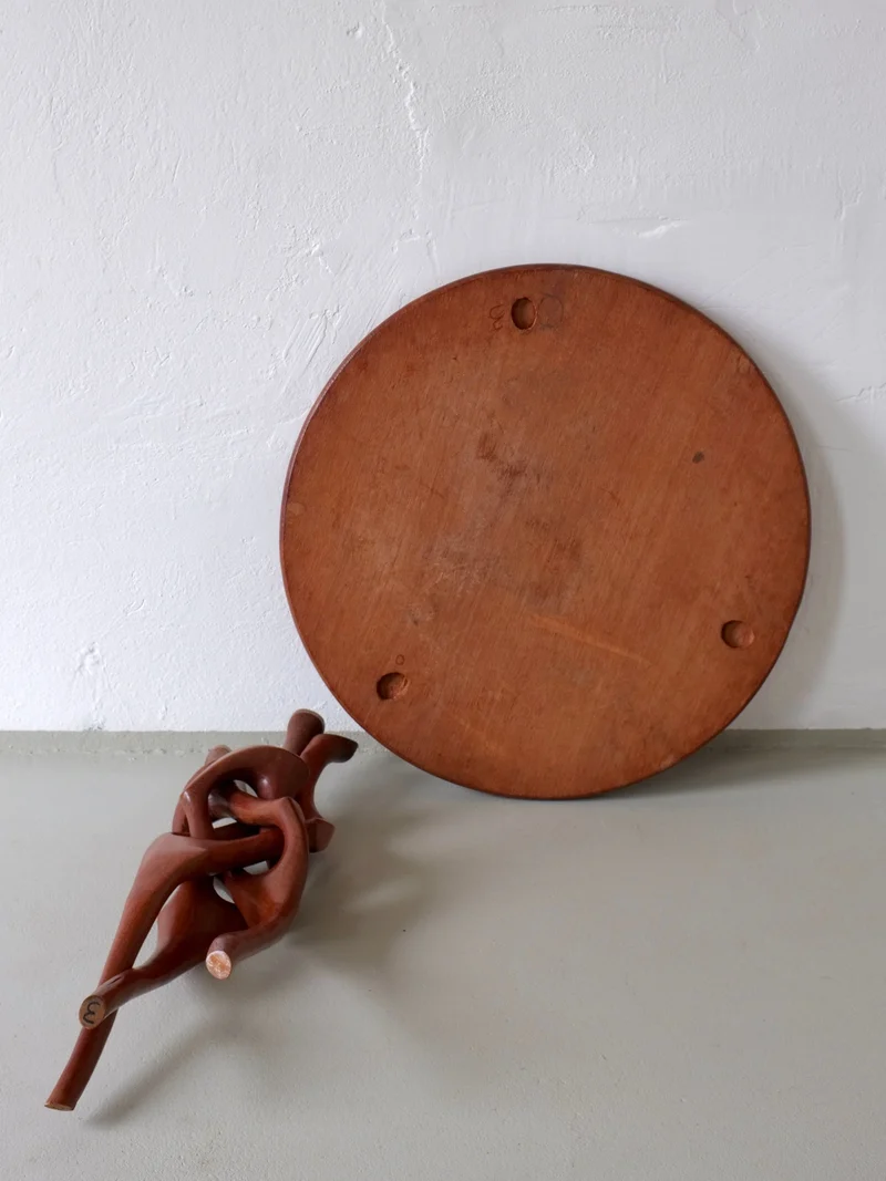 Sculptural Carved Teak Side Table, 1960s