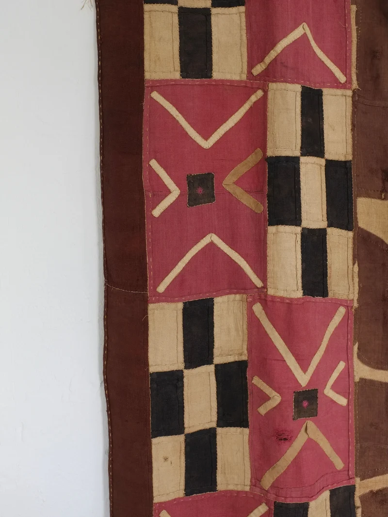 Checkered Textile Wall Hanging, Africa, Mid-Century
