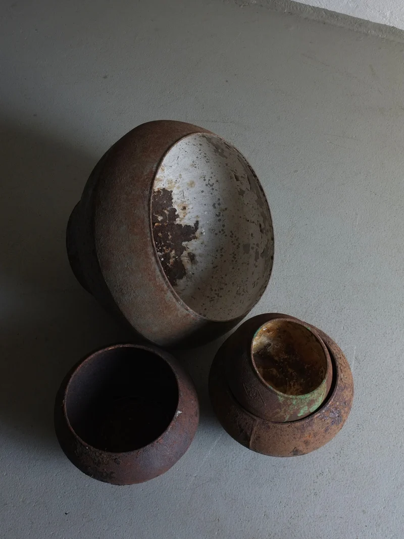 Wabi Sabi Iron Cooking Pots, Latvia 1930s