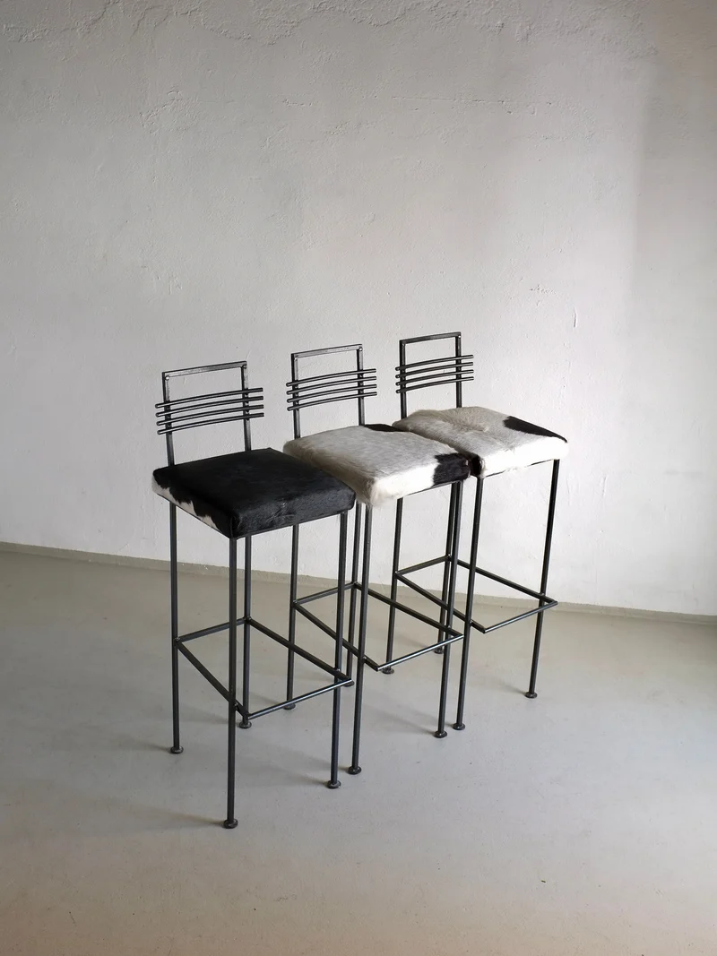 3 Wrought Iron Bar Stools by Olsson & Dam 1990s