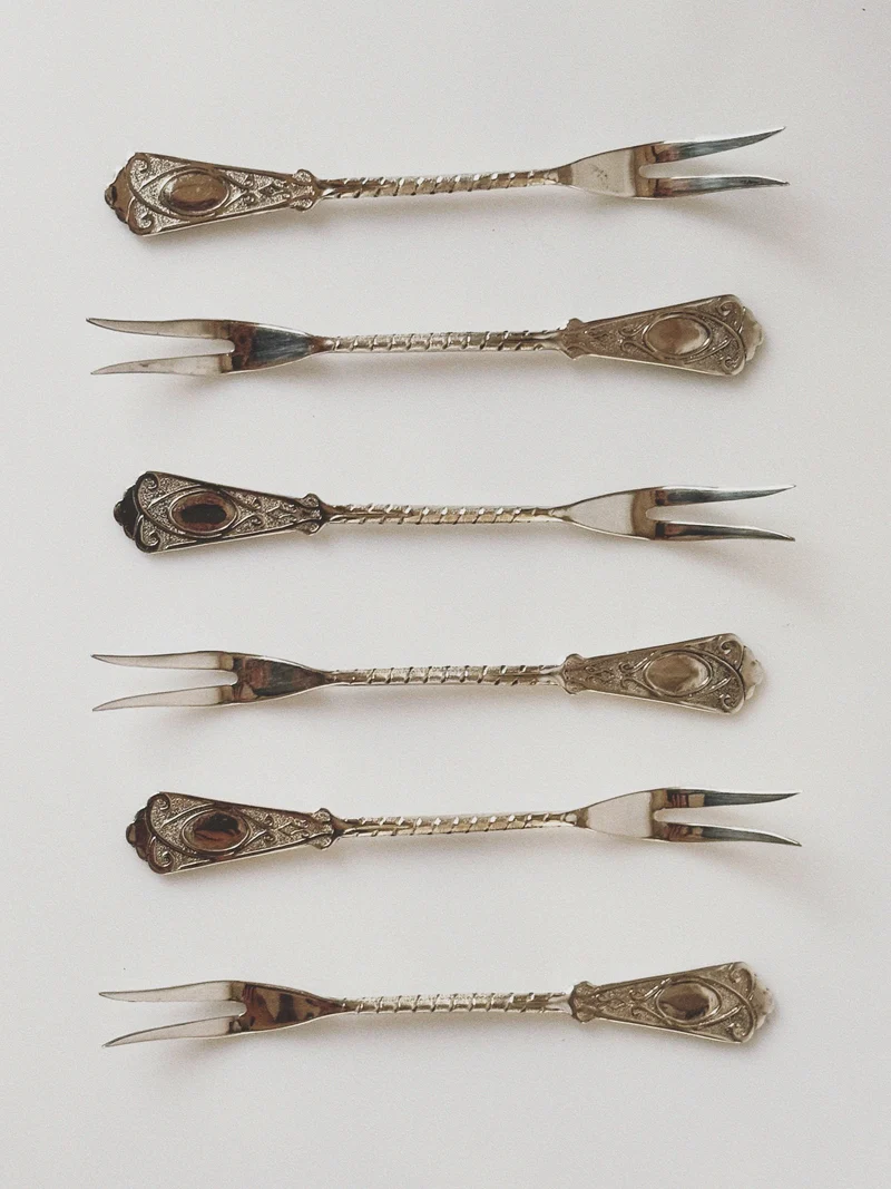 Set of Silver Plated Dessert Forks, 1985 Poland