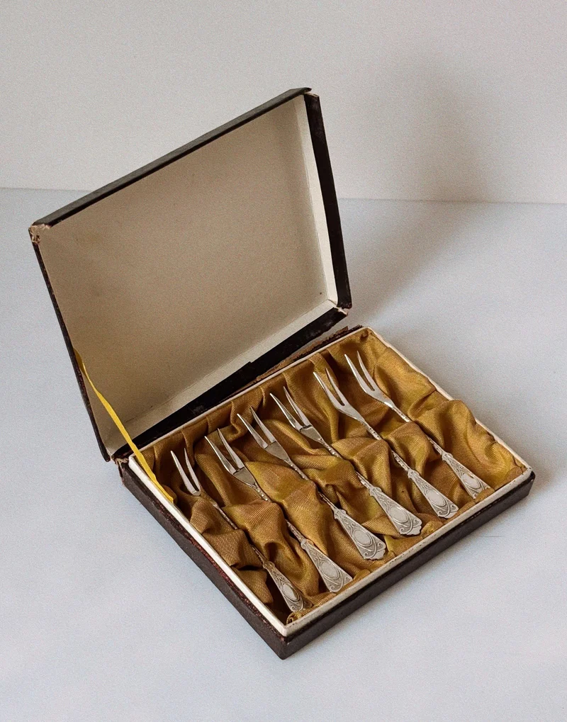 Set of Silver Plated Dessert Forks, 1985 Poland