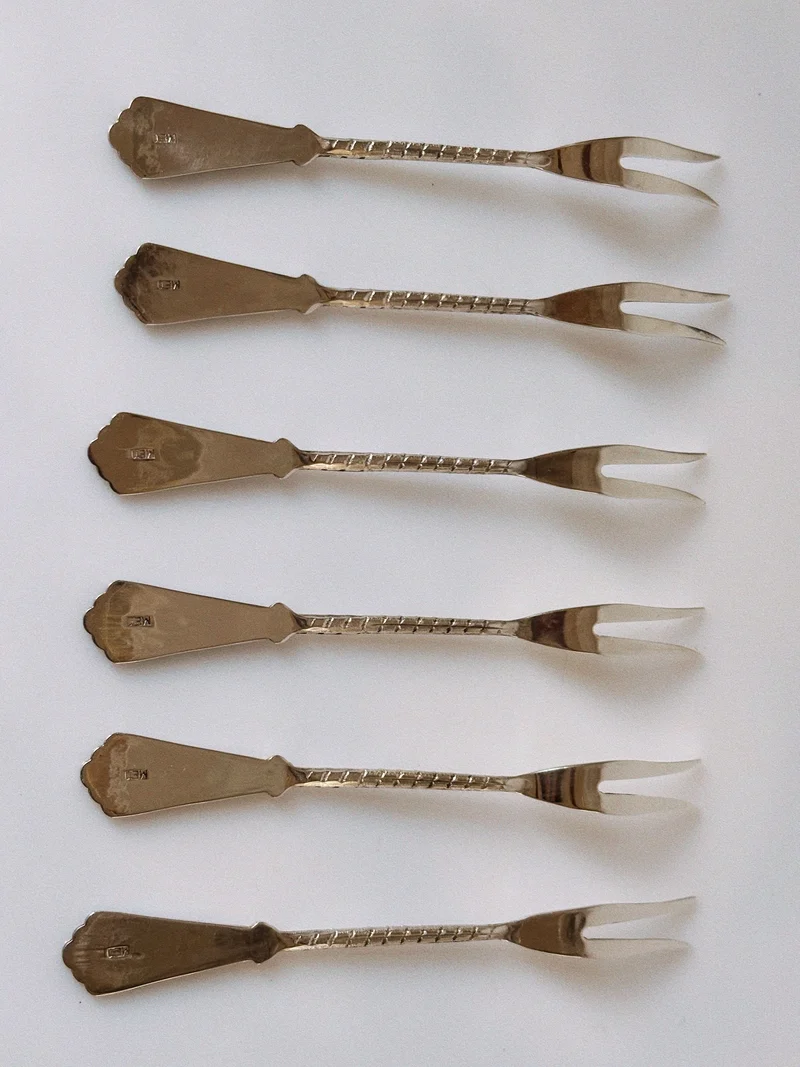 Set of Silver Plated Dessert Forks, 1985 Poland