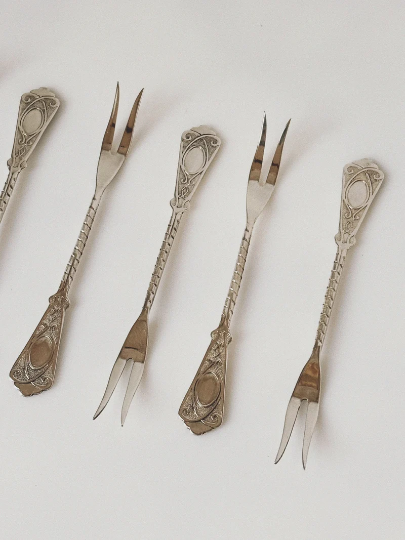 Set of Silver Plated Dessert Forks, 1985 Poland
