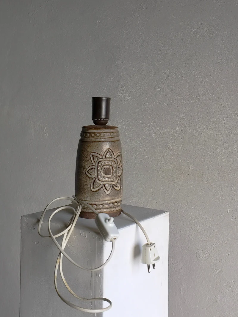 Vintage Mid-Century Stoneware Table Lamp by Irma Yourstone, 1960s