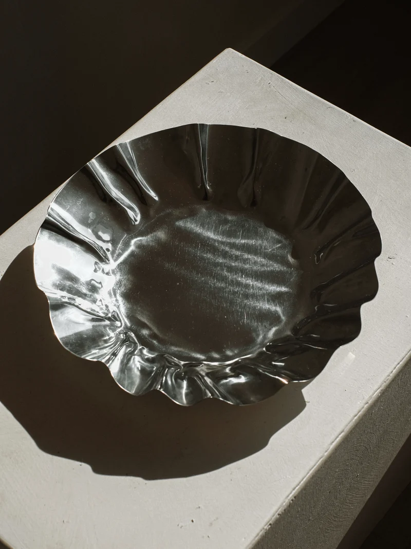 Large Folded Chrome Bowl
