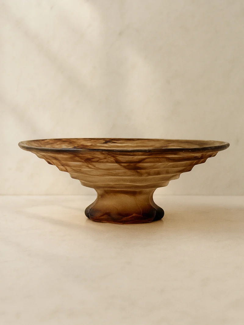 German Art Deco Cloud Glass Foot Bowl