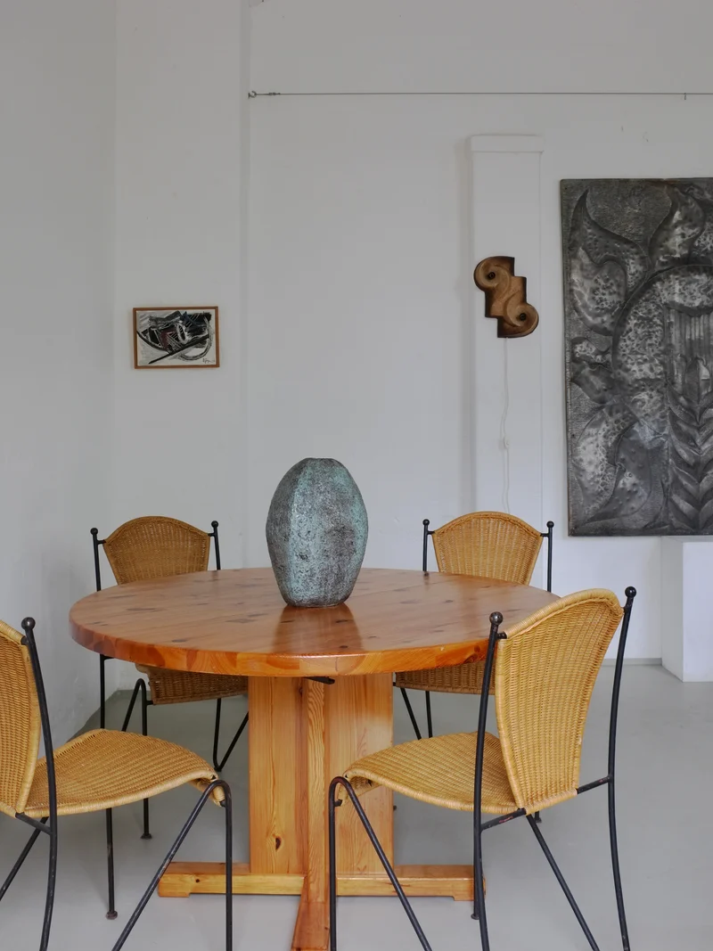 4 Frederick Weinberg Wicker Iron Chairs | 1960s