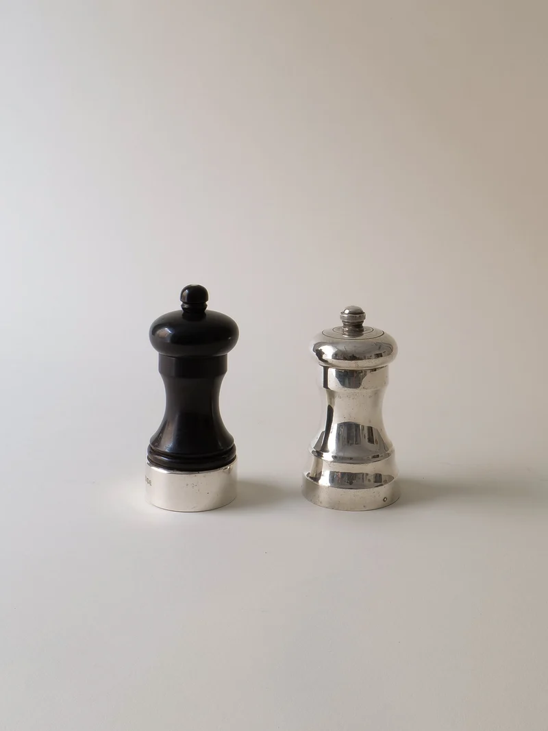 English Silver Salt and Pepper Grinders