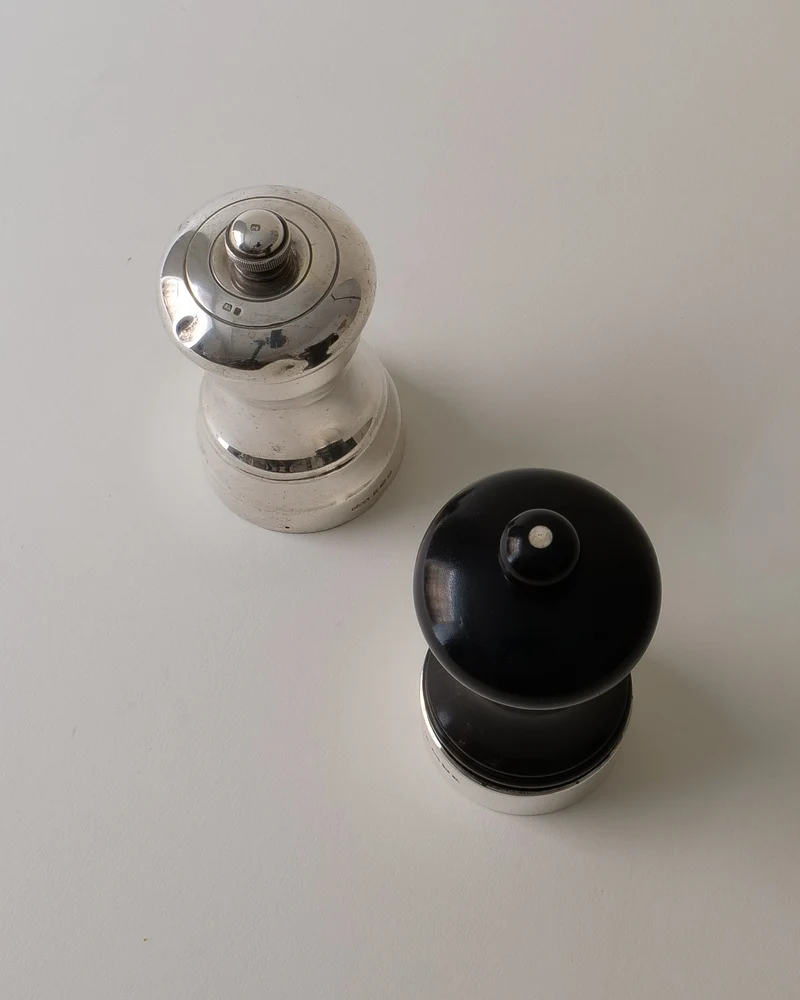 English Silver Salt and Pepper Grinders