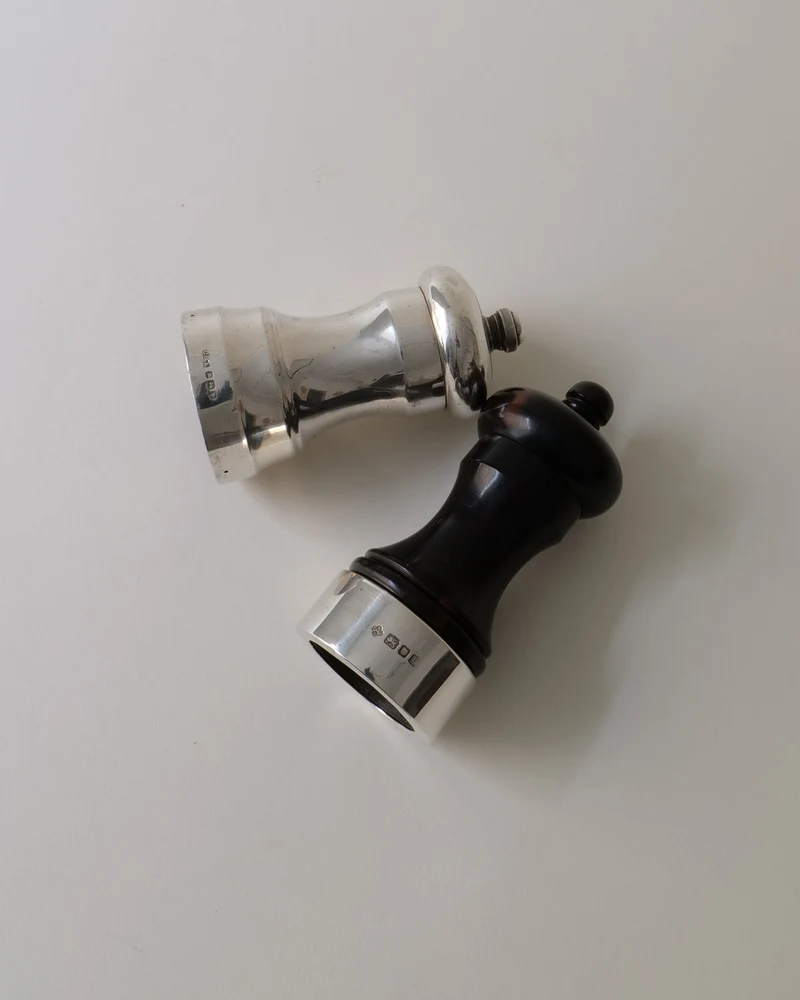 English Silver Salt and Pepper Grinders