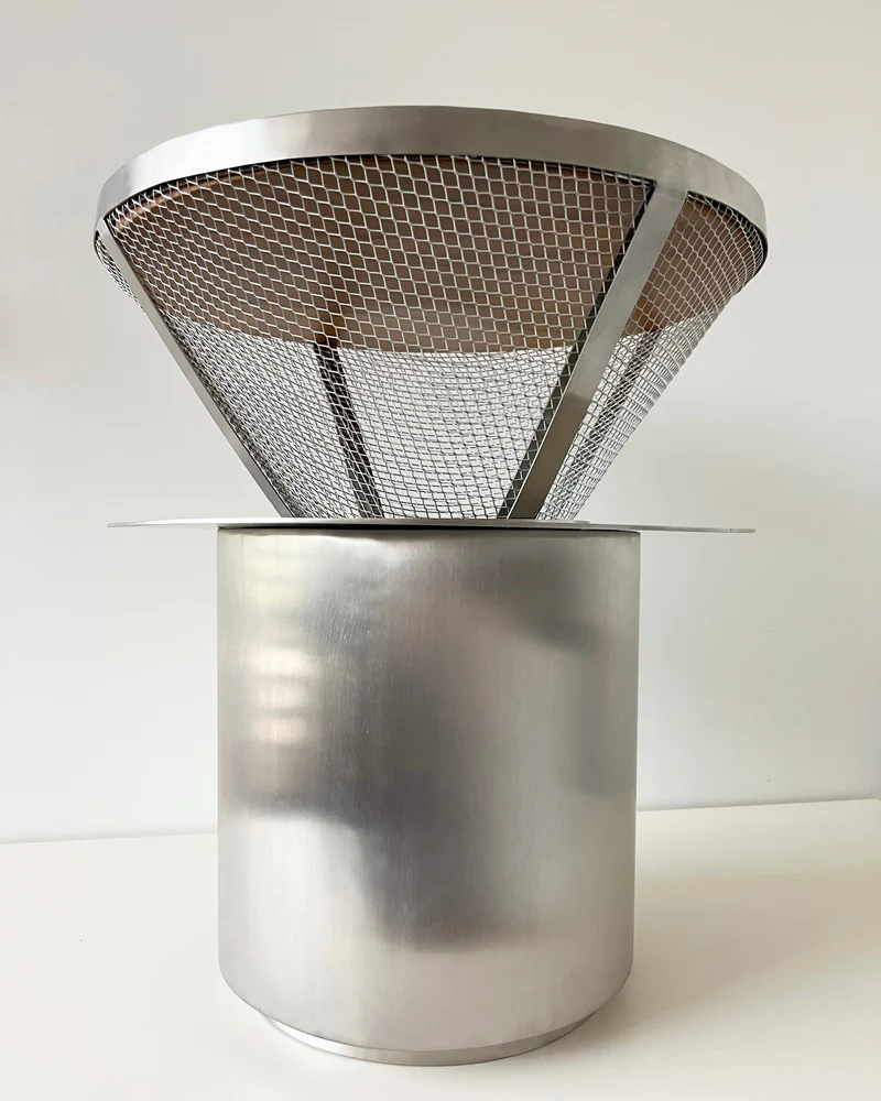 Wood and Stainless Steel V60 Side Table