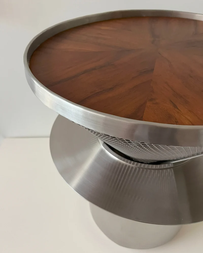 Wood and Stainless Steel V60 Side Table